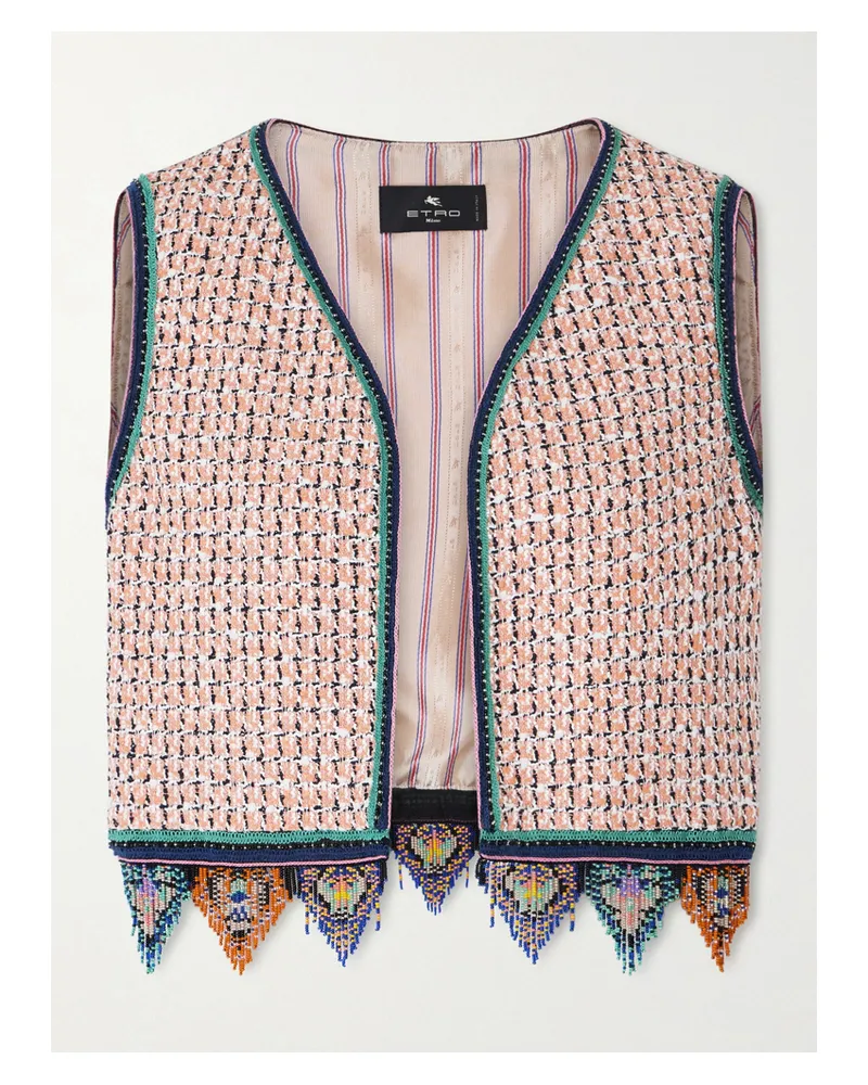 Etro Weste Aus Tweed Mit Fransen Und Stickereien - Orange Orange