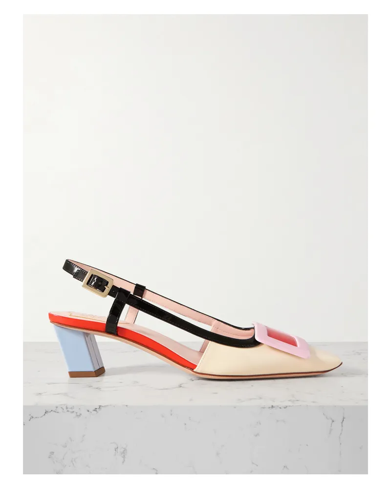 Roger Vivier Belle Vivier 45 Color-block Patent-leather Slingback Pumps - Multi Multi