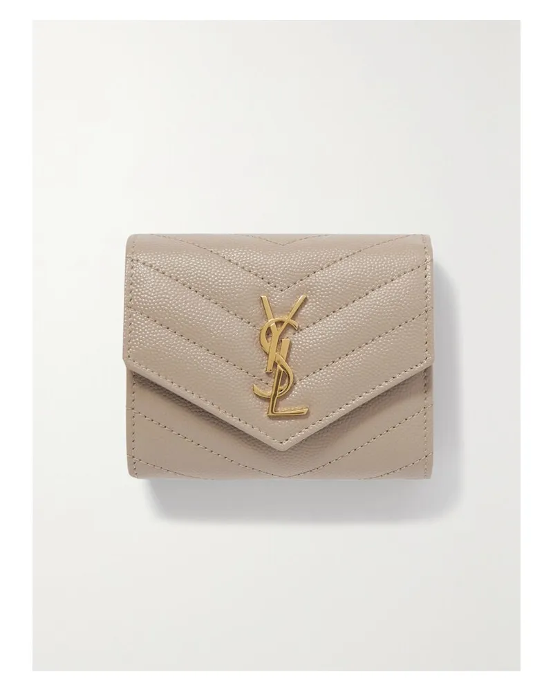 Saint Laurent Cassandre Gestepptes Portemonnaie Aus Strukturiertem Leder - Neutral Neutral