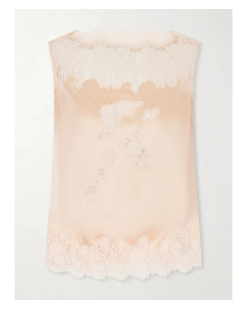 DÔEN Viviane Lace-trimmed Silk-satin Top - Orange Orange