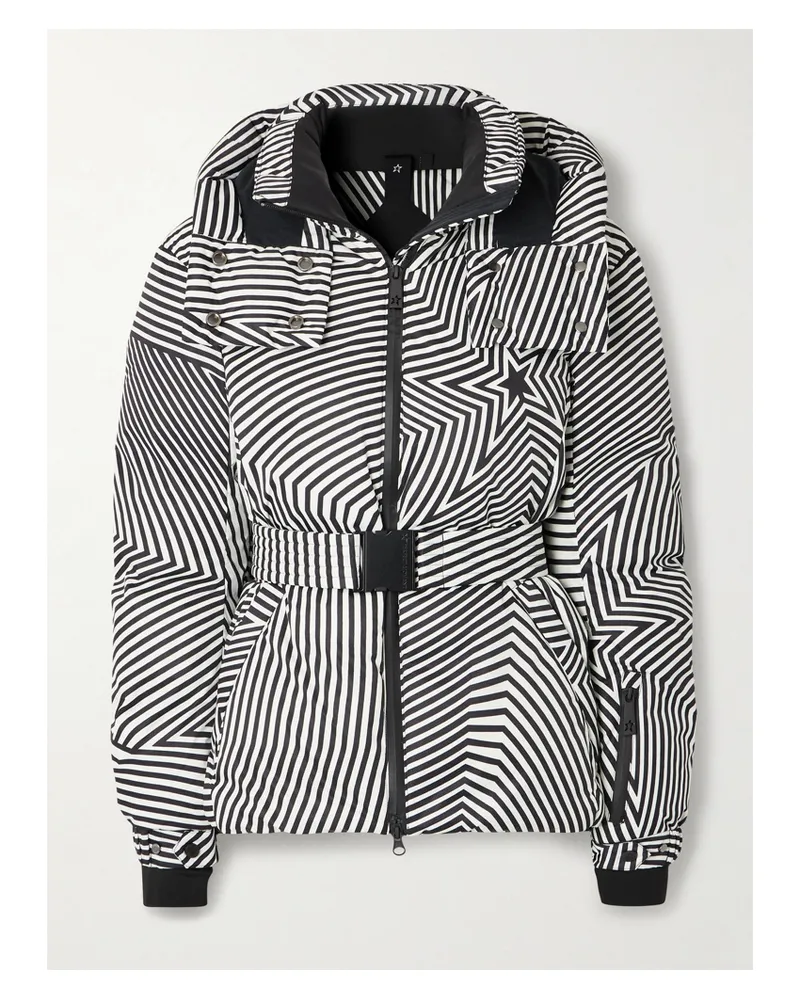 Perfect Moment Candice Bedruckte Skijacke Mit Daunenfüllung, Gürtel Und Kapuze - Schwarz Schwarz