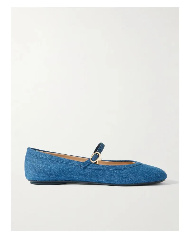 Gianvito Rossi Carla Mary-jane-ballerinas Aus Denim - Blau Blau
