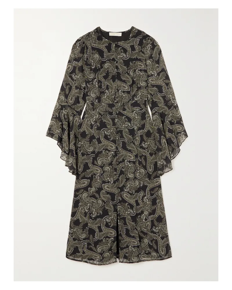 Michael Kors Midikleid Aus Chiffon Mit Recycelten Fasern Und Paisley-print - Grün Grün
