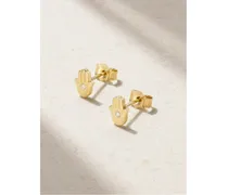 Mini Hamsa Ohrringe aus 18 Karat  mit Diamanten