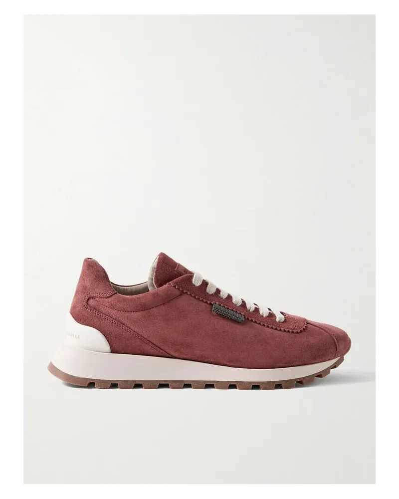 Brunello Cucinelli Sneakers Aus Veloursleder Mit Zierperlen - Rot Rot