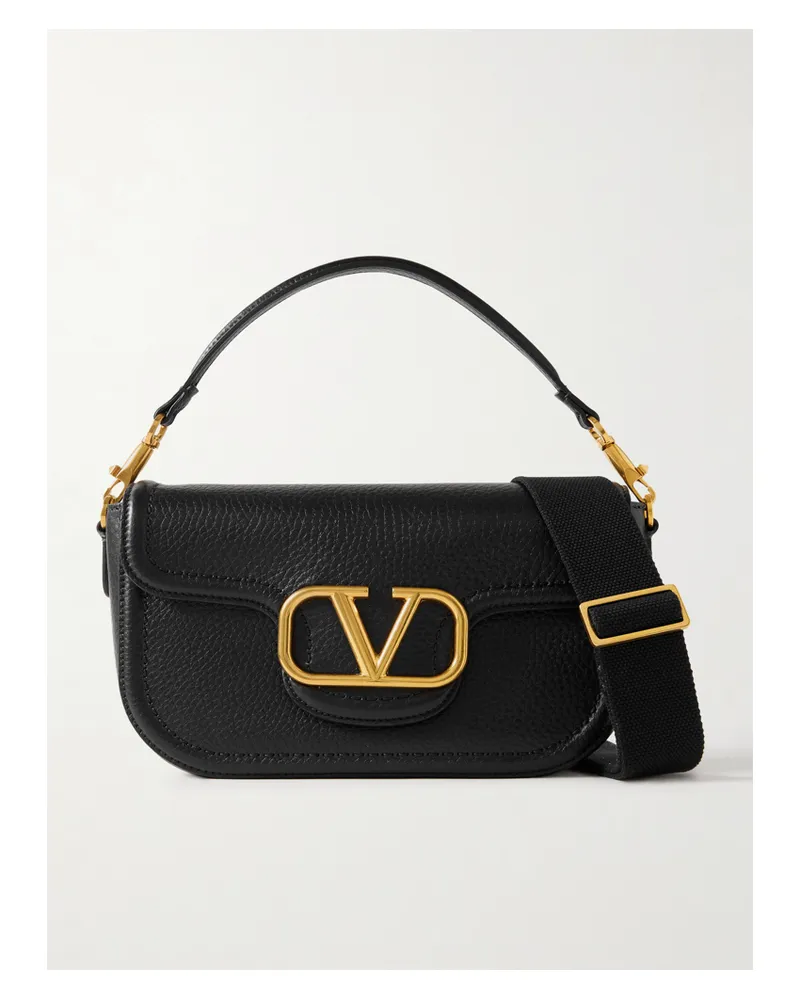 Valentino Garavani Vlogo Schultertasche Aus Strukturiertem Leder Mit Verzierung - Schwarz Schwarz