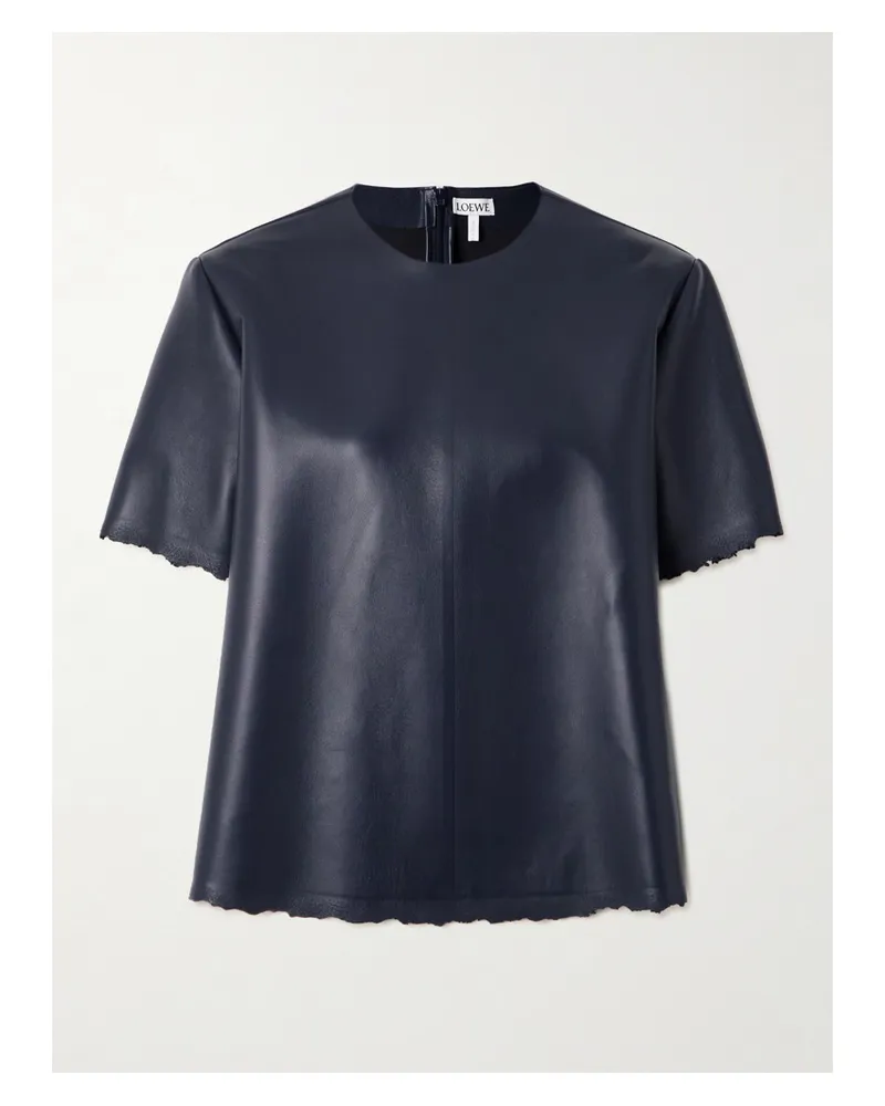 Loewe T-shirt Aus Leder Mit Prägung Und Distressed-details - Blau Blau