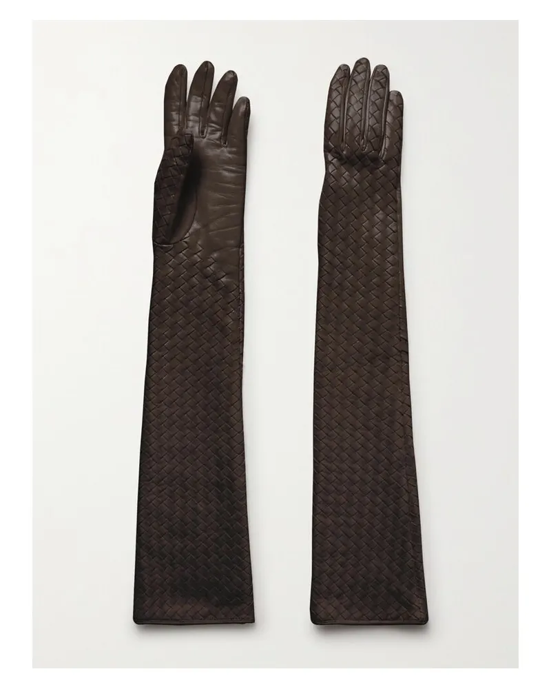 Bottega Veneta Handschuhe Aus Intrecciato-leder - Braun Braun