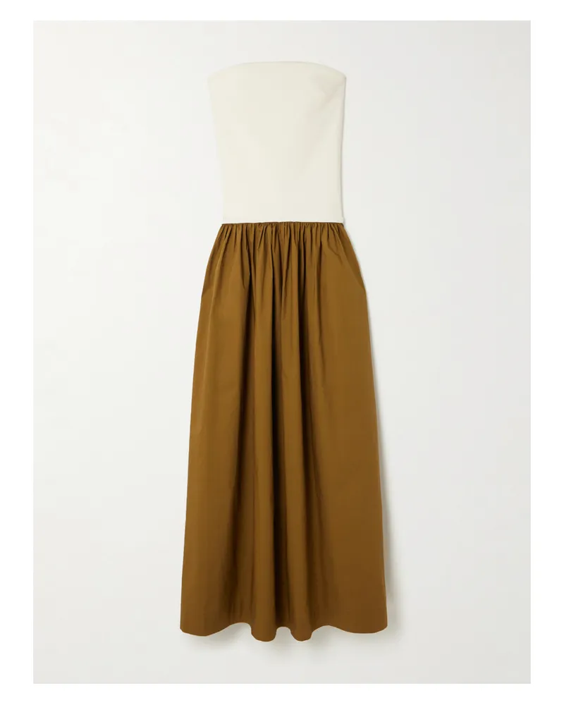 Esse Studios Duo Strapless Stretch-knit And Cotton-poplin Maxi Dress - Cream Cream