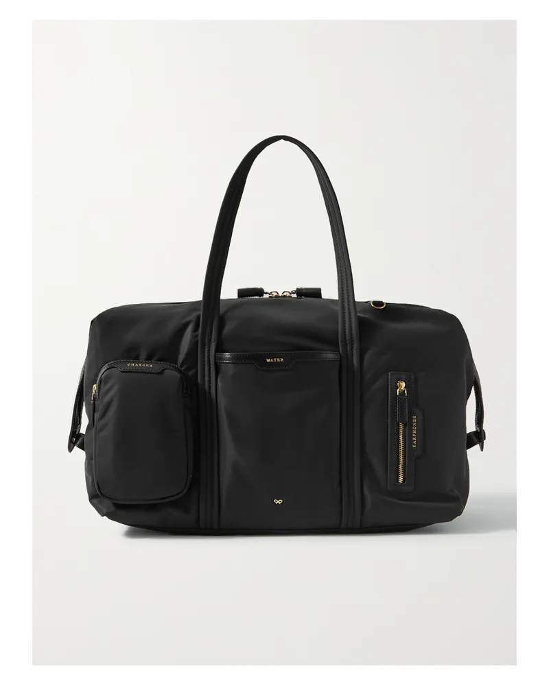 Anya Hindmarch Net Sustain Inflight Leather-trimmed Econyl Weekend Bag - Black Black