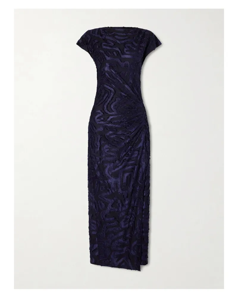 Isabel Marant Ladan Midikleid Aus Jersey Mit Fil Coupé Und Raffungen - Blau Blau