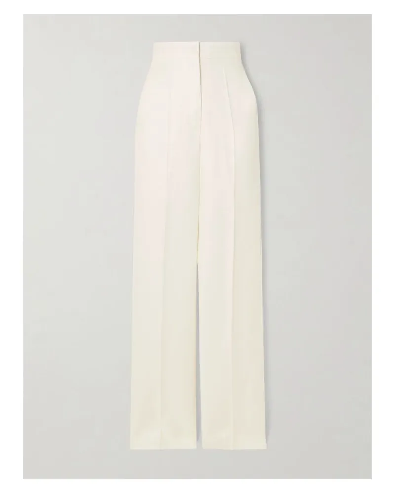 Max Mara Aversa Hose Mit Weitem Bein Aus Leinen Mit Stickerei - Weiß Weiß