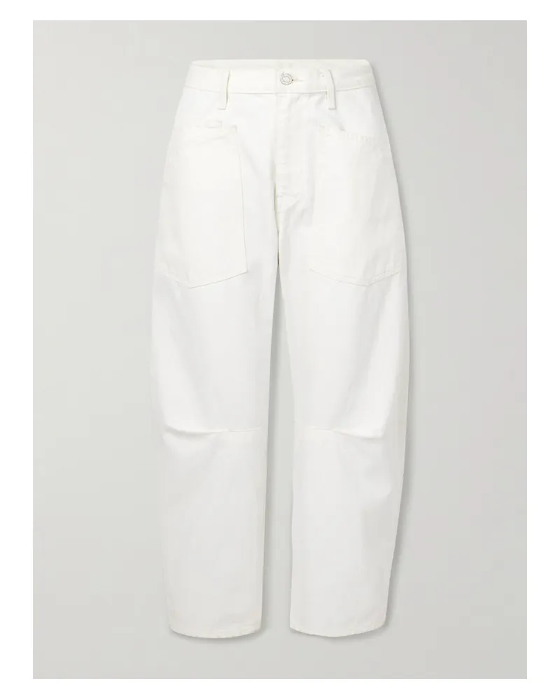 Nili Lotan Shon Cotton-blend Twill Tapered Pants - Cream Cream