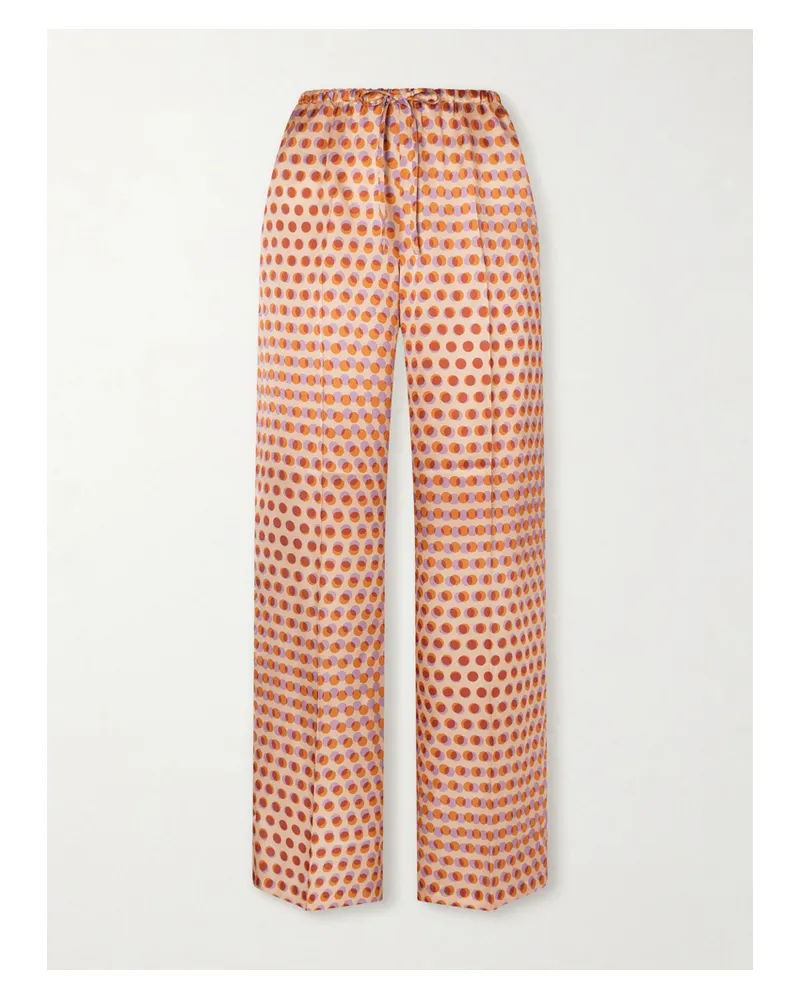 Dries van Noten Printed Silk-satin Wide-leg Pants - Neutrals Neutrals