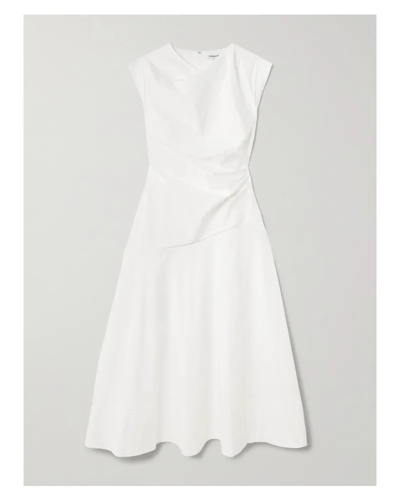 Veronica Beard Lisette Gathered Cotton-blend Poplin Midi Dress - White White