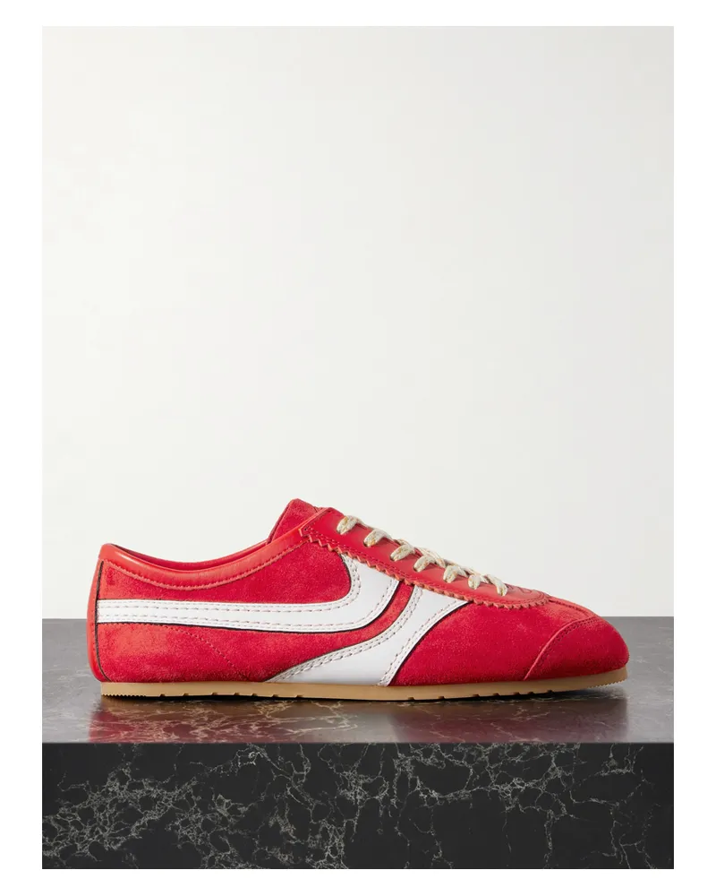 Dries van Noten Leather-trimmed Suede Sneakers - Red Red