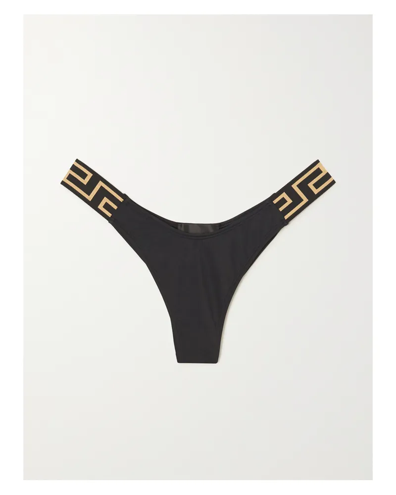 Versace Vita Bikini-höschen Mit Jacquard-einsätzen - Schwarz Schwarz
