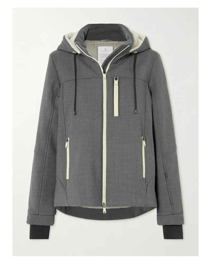 Brunello Cucinelli Jacke Aus Einer Wollmischung Mit Shearling-besatz - Grau Grau