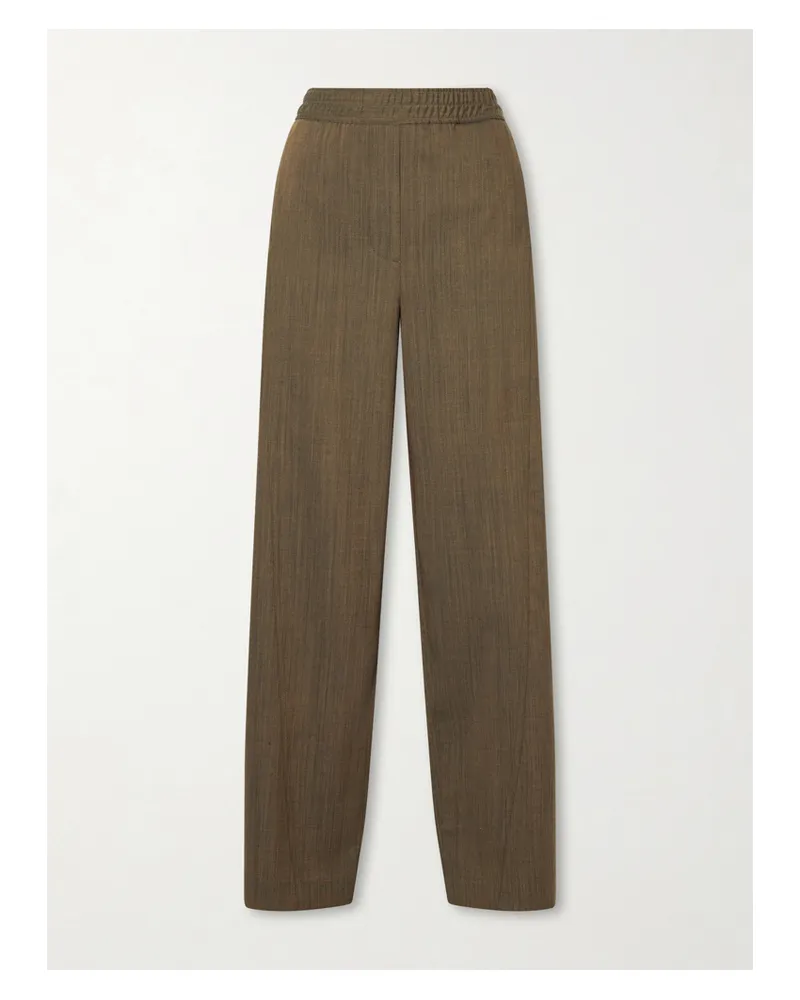 Ganni Mélange Wool Tapered Pants - Brown Brown