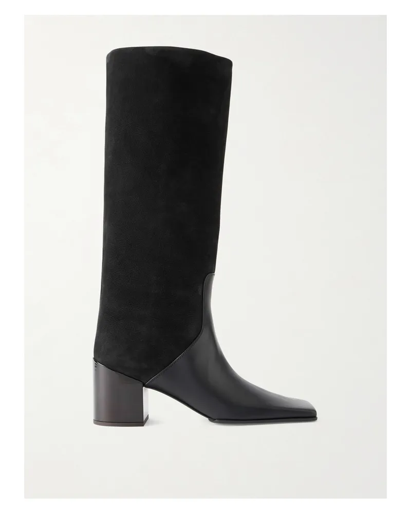 Alaïa Kniehohe Stiefel Aus Strukturiertem Leder Und Veloursleder - Schwarz Schwarz