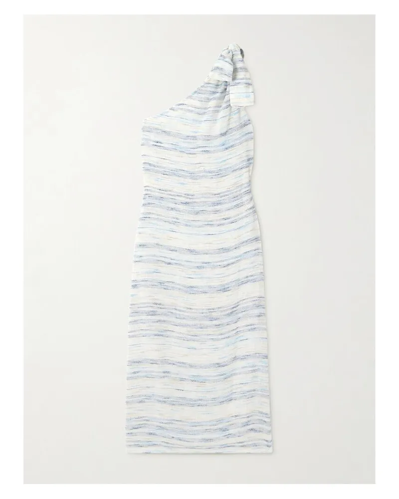Lisa Marie Fernandez Asymmetrisches Maxikleid Aus Gestreifter Gaze Aus Einer Leinenmischung - Weiß Weiß