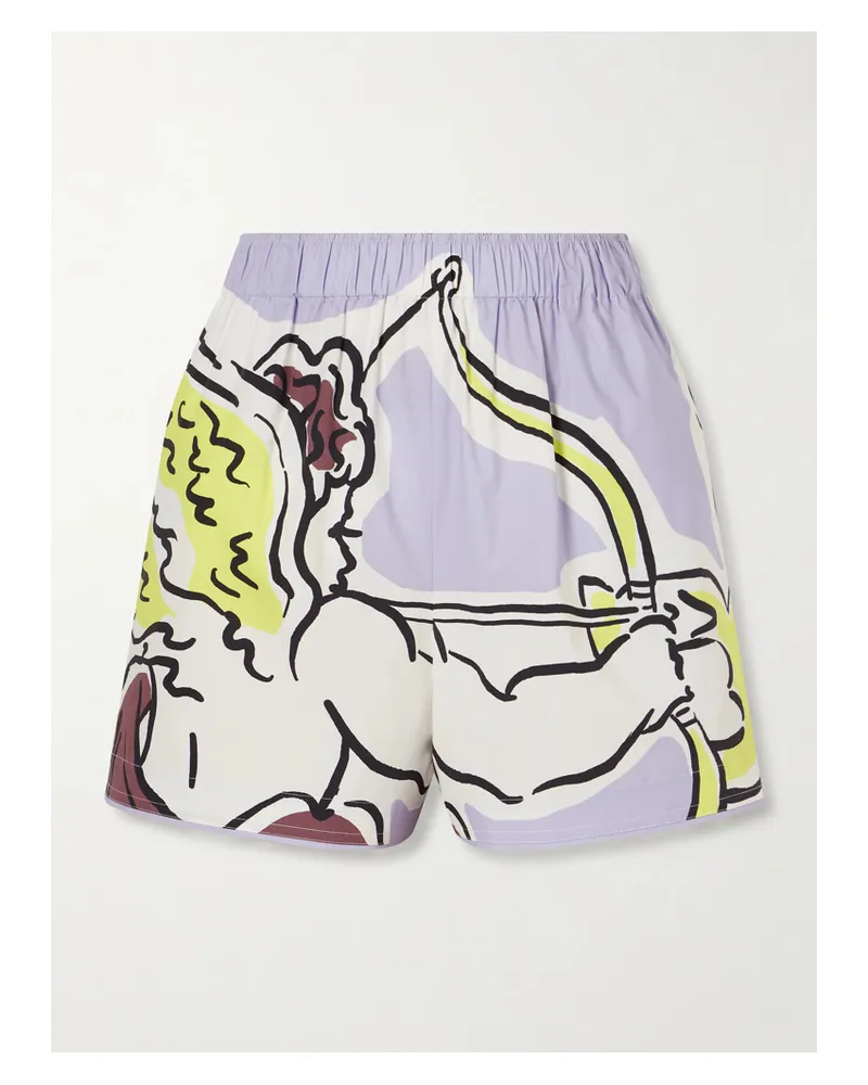 Tory Burch Cotton Camp Shorts - Purple Purple