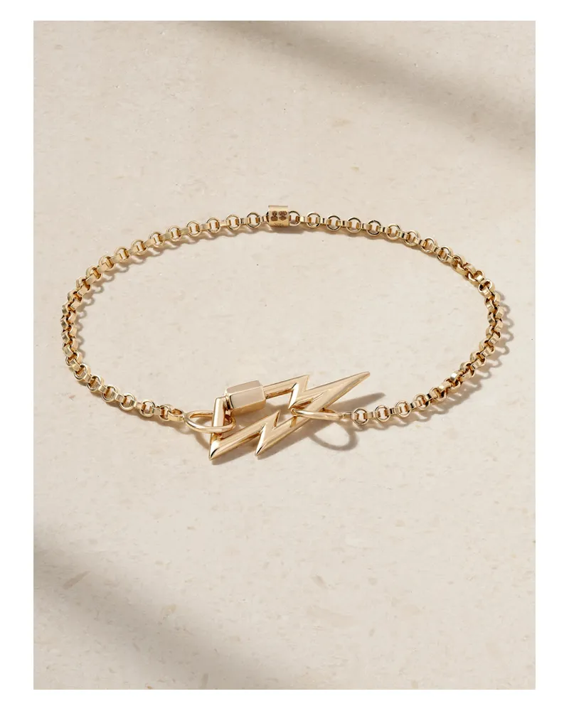 Marla Aaron Bolt Lock + Rolo Chain Armband Aus 14 Karat Gold Gold