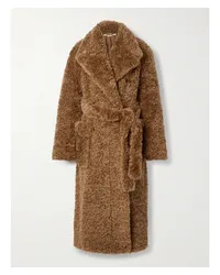 Stella McCartney Teddy Doppelreihiger Mantel aus Shearling-imitat Braun