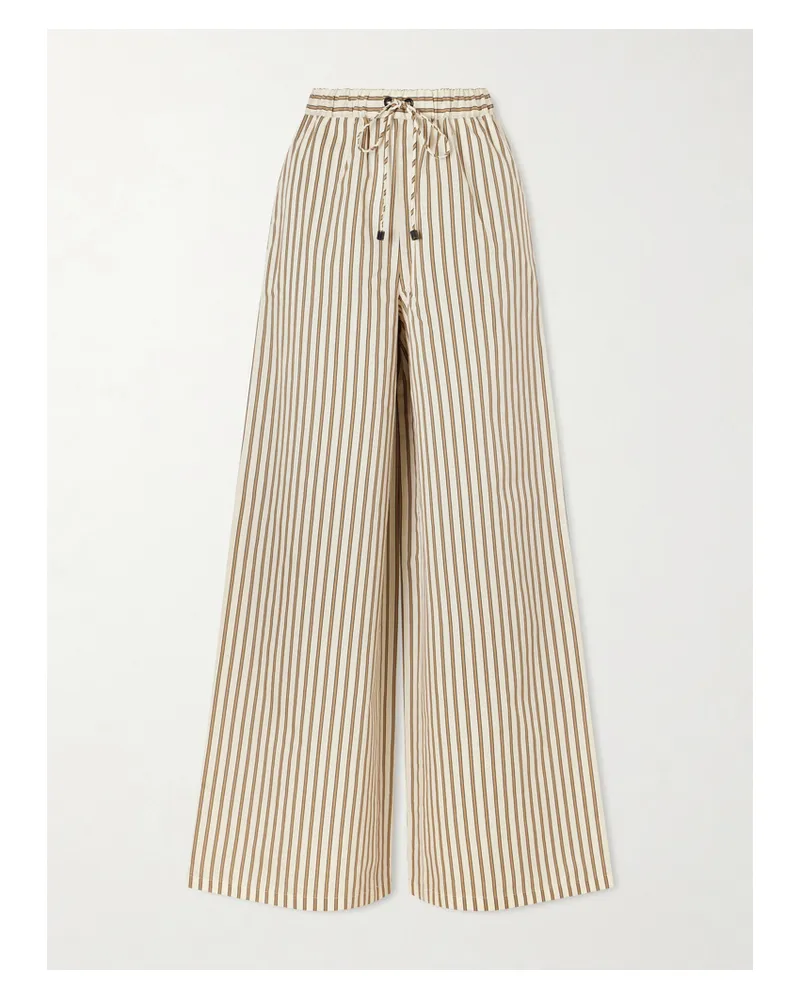 Max Mara Hose Aus Einer Gestreiften Baumwoll-seidenmischung - Neutral Neutral