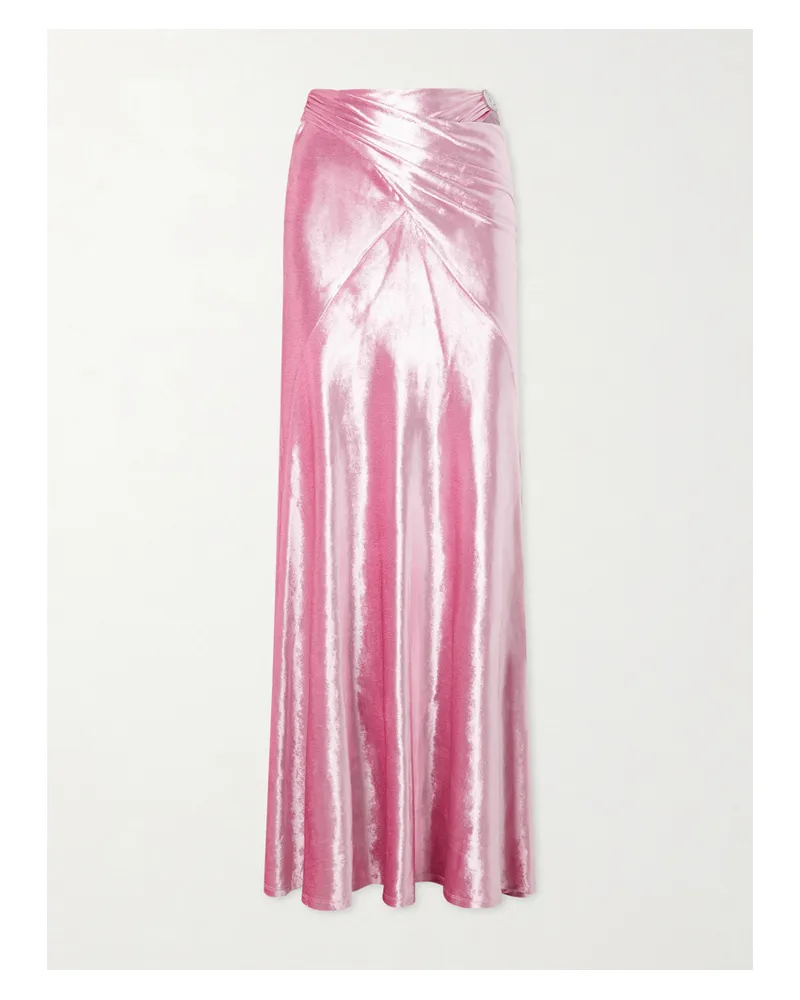 Paco Rabanne Maxirock Aus Samt Mit Wickeleffekt Und Kristallen - Pink Pink