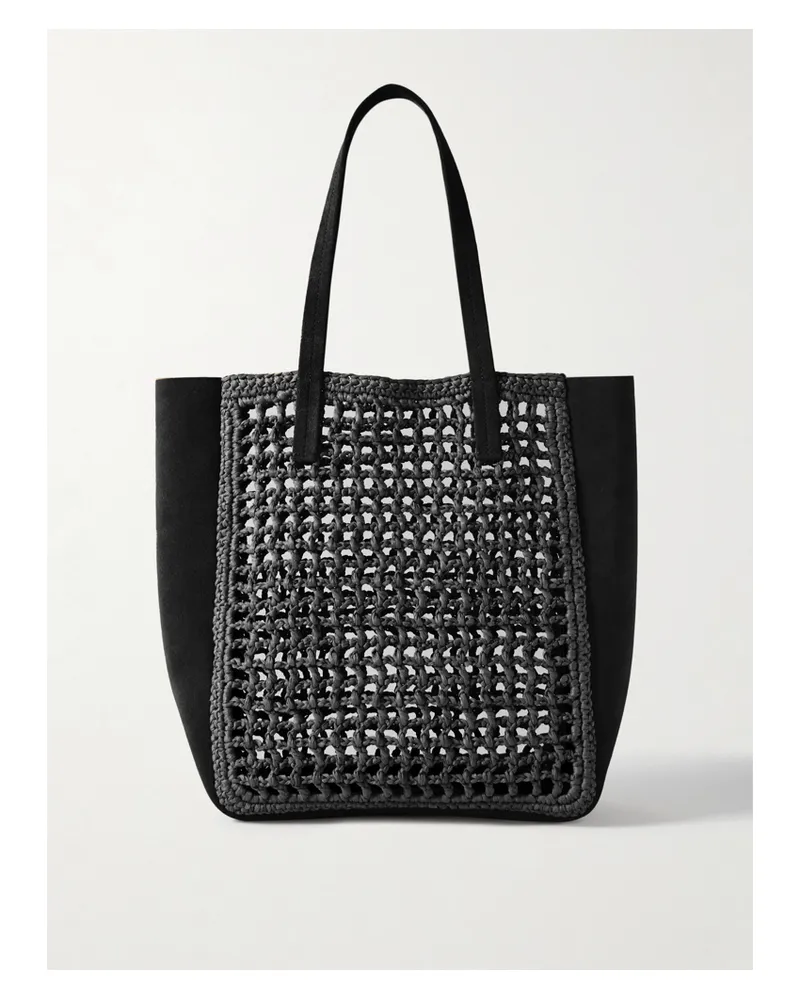 KHAITE Zoe Small Leather And Raffia Tote - Black Black