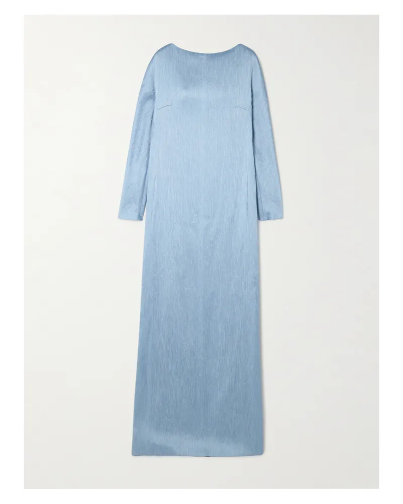 EMILIA WICKSTEAD Uriela Maxikleid Aus Plissiertem Satin - Blau Blau