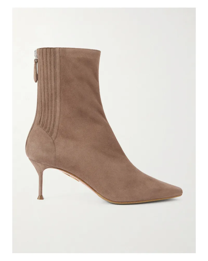Aquazzura Saint Honoré 65 Ankle Boots Aus Veloursleder - Braun Braun