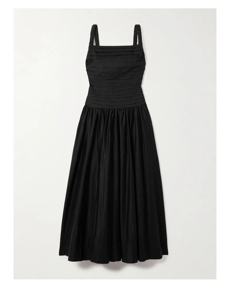 Aje. Star Midikleid Aus Baumwolle Mit Falten - Schwarz Schwarz