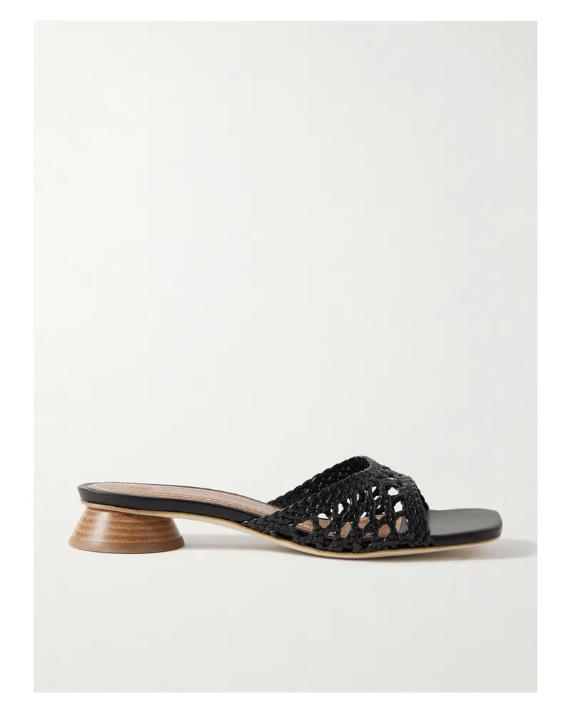 STAUD Simone Mules Aus Geflochtenem Leder - Schwarz Schwarz