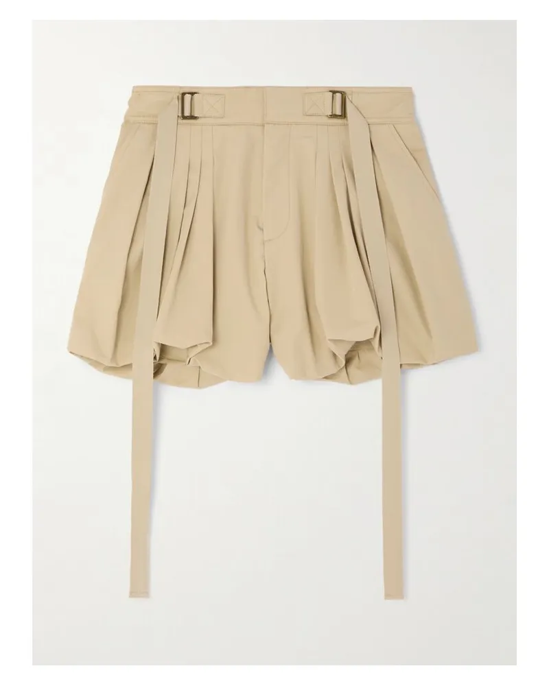 Chloé Shorts Mit Weitem Bein Aus Baumwollpopeline Mit Schnallen Und Stickerei - Neutral Neutral