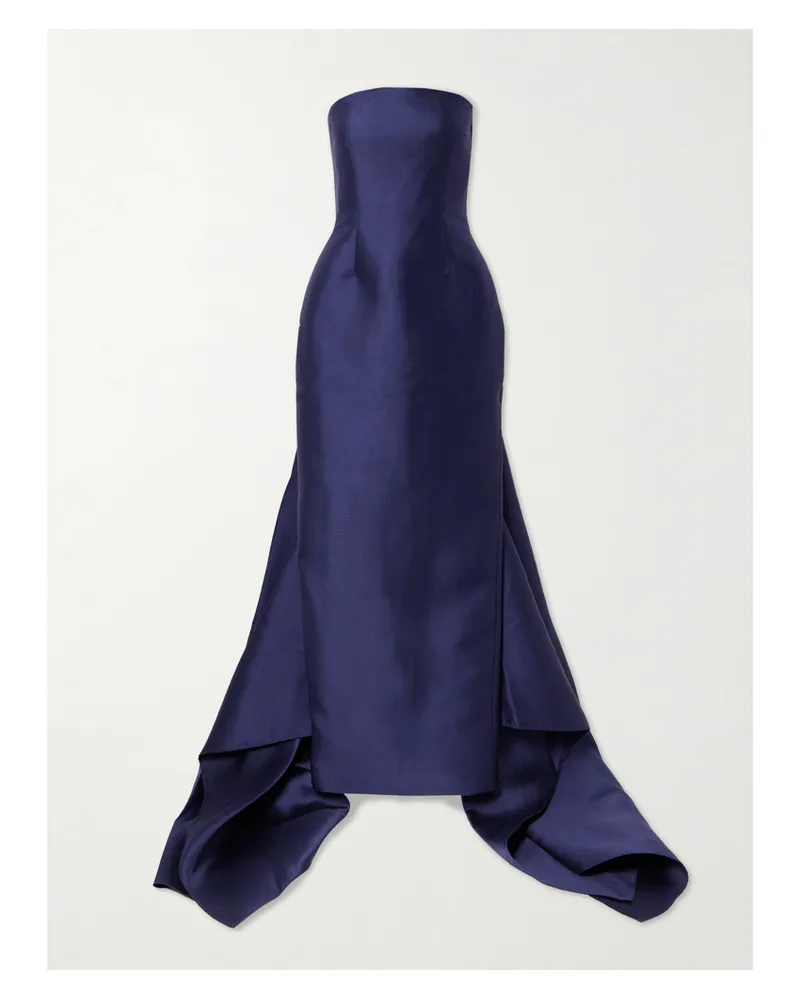 Solace London Imani Trägerlose Robe Aus Twill Mit Falten - Blau Blau