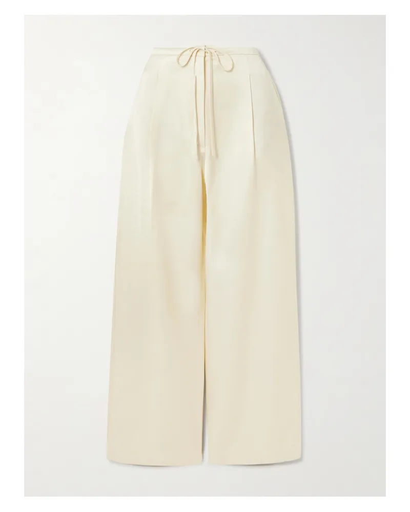 Róhe Pleated Satin Wide-leg Pants - Neutrals Neutrals
