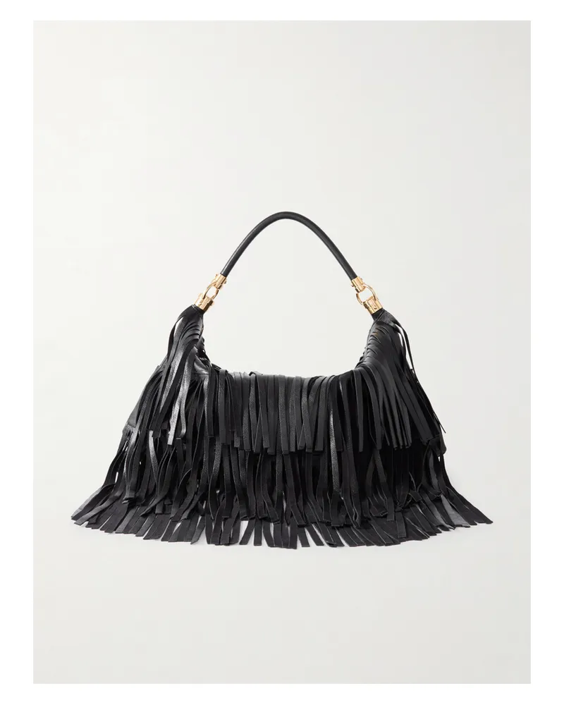 Chloé Schultertasche Aus Leder Mit Fransen - Schwarz Schwarz