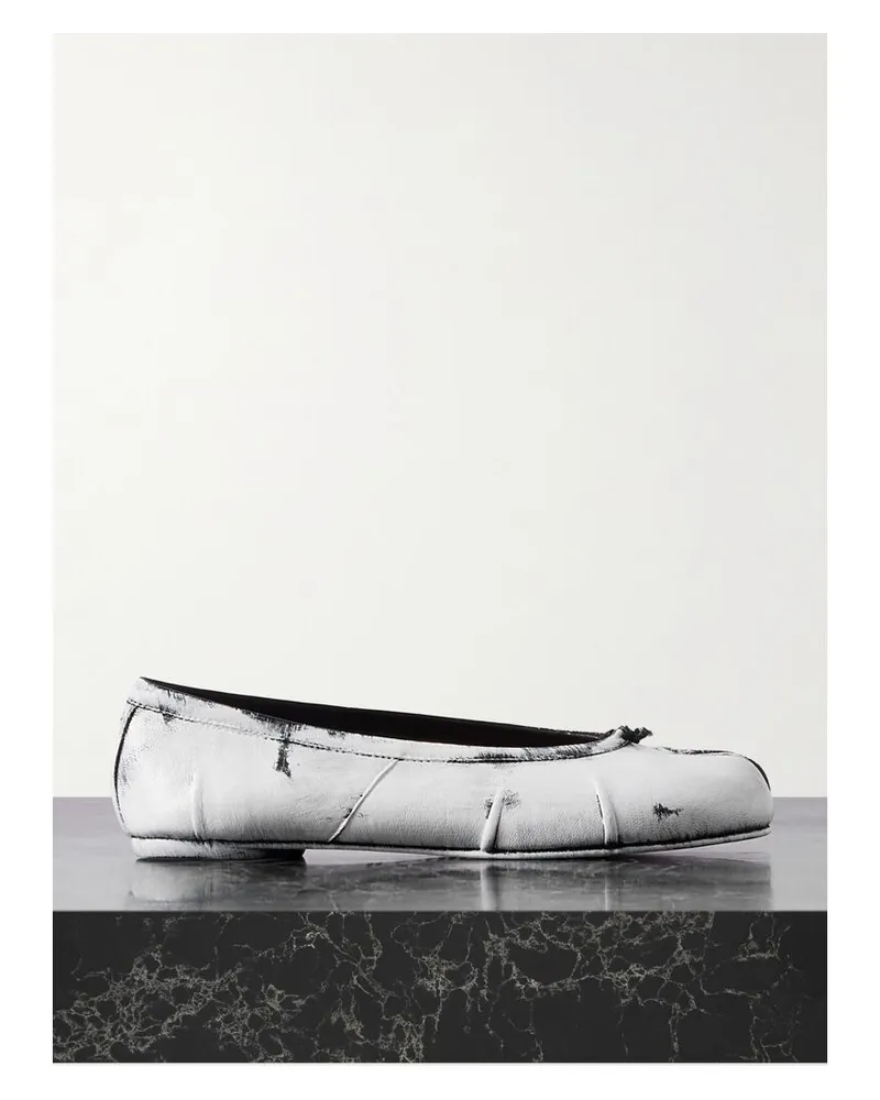 Maison Margiela Tabi Ballerinas Mit Geteilter Kappe Aus Bemaltem Leder - Weiß Weiß