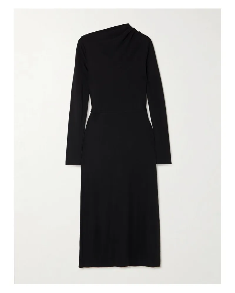 Totême Midikleid Aus Stretch-jersey Mit Raffungen - Schwarz Schwarz