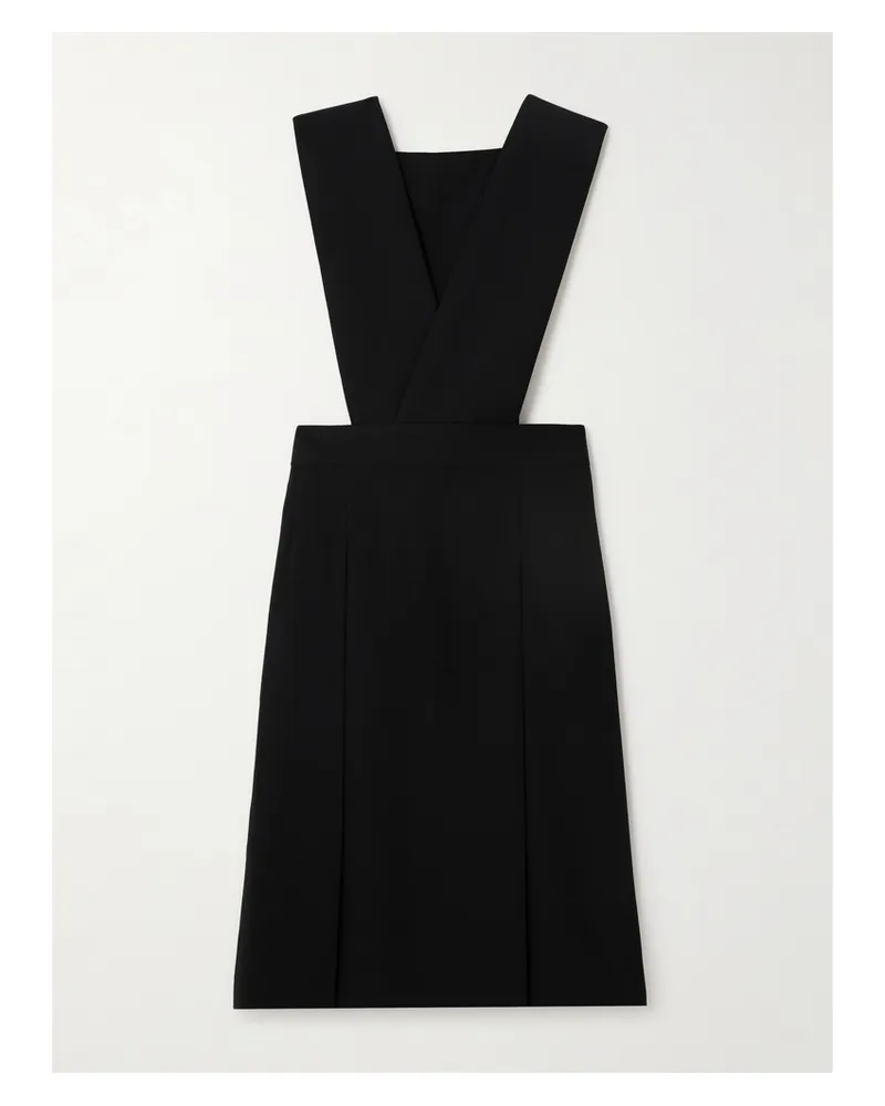 Comme des Garçons Midikleid Aus Wollgabardine Mit Falten - Schwarz Schwarz