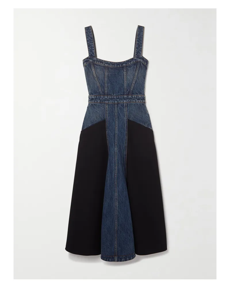 Chloé Midikleid Aus Denim Und Wolle - Blau Blau