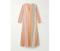 Kaftan Aus Gestreiftem Leinen - Orange