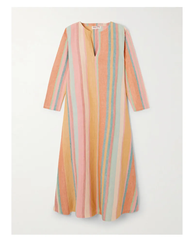Emporio Sirenuse Kaftan Aus Gestreiftem Leinen - Orange Orange