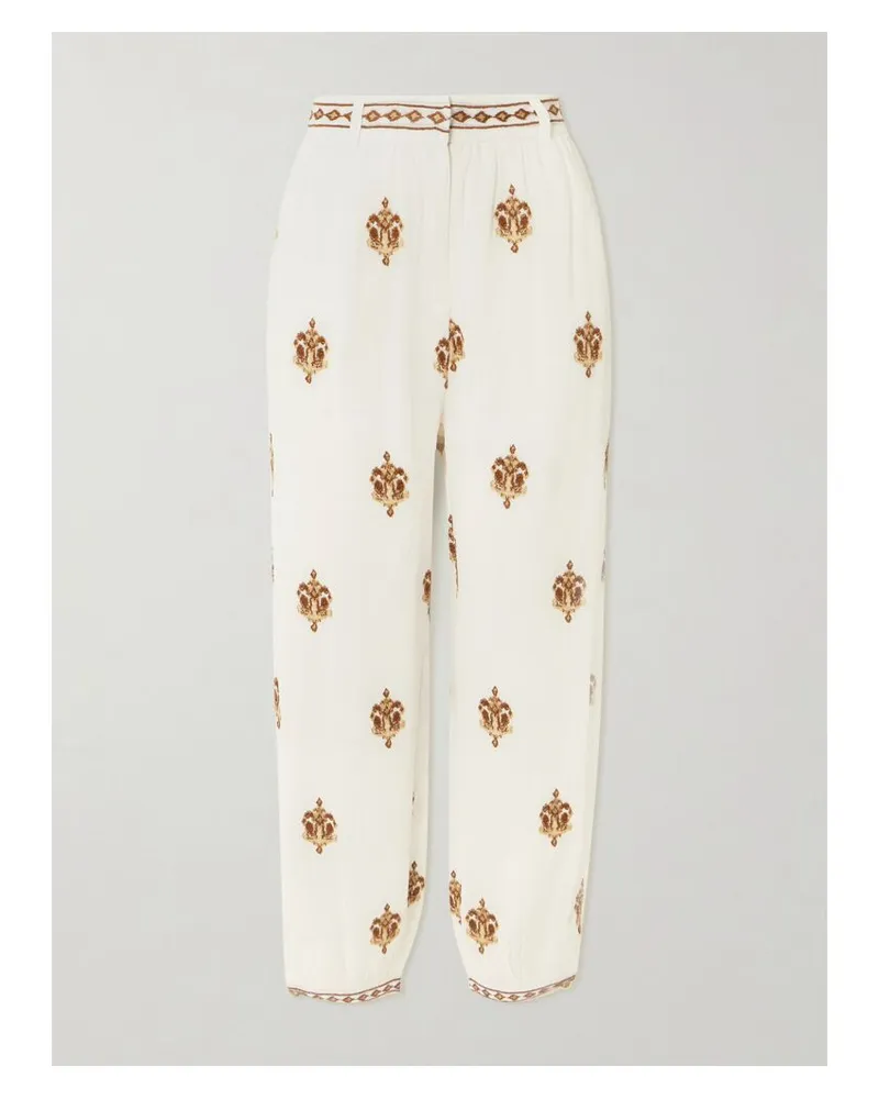 FARM Rio Anchor Tapestry Hose Aus Georgette Mit Stickereien - Wollweiß Wollweiß