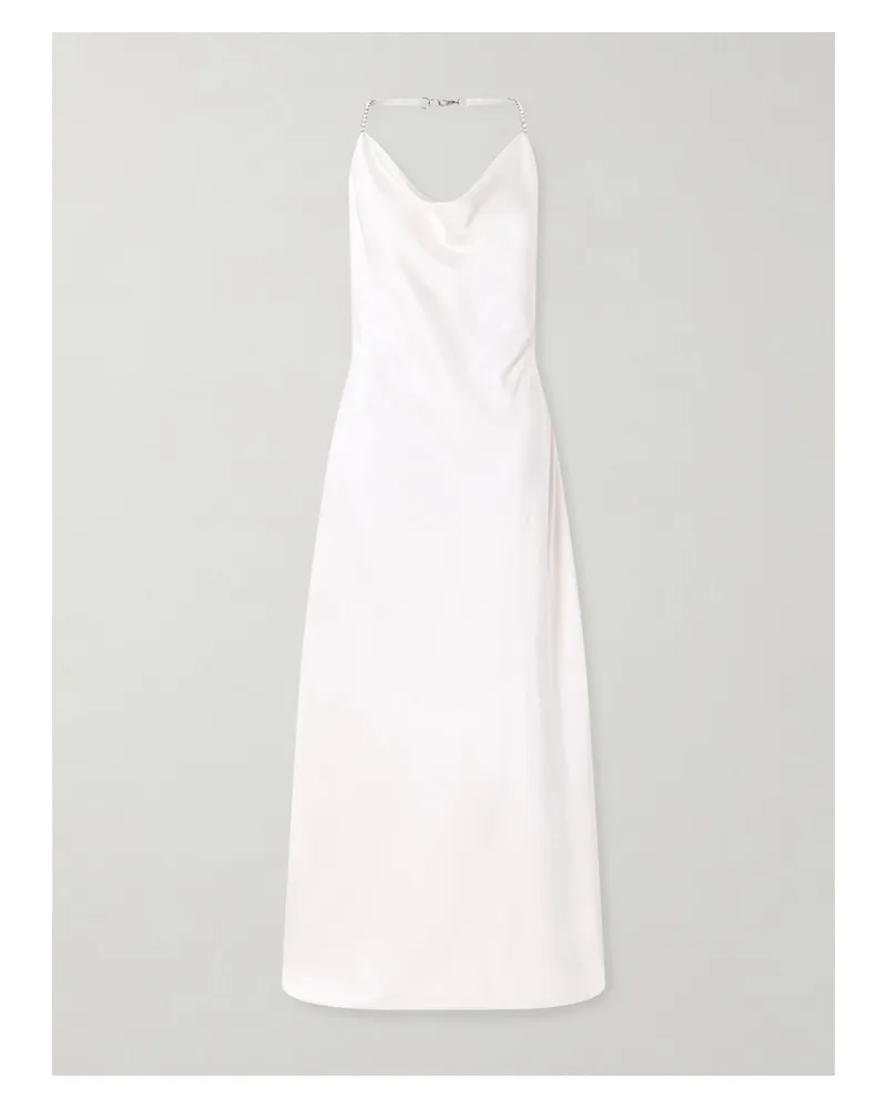 Stella McCartney Crystal-embellished Satin-crepe Halterneck Gown - Cream Cream