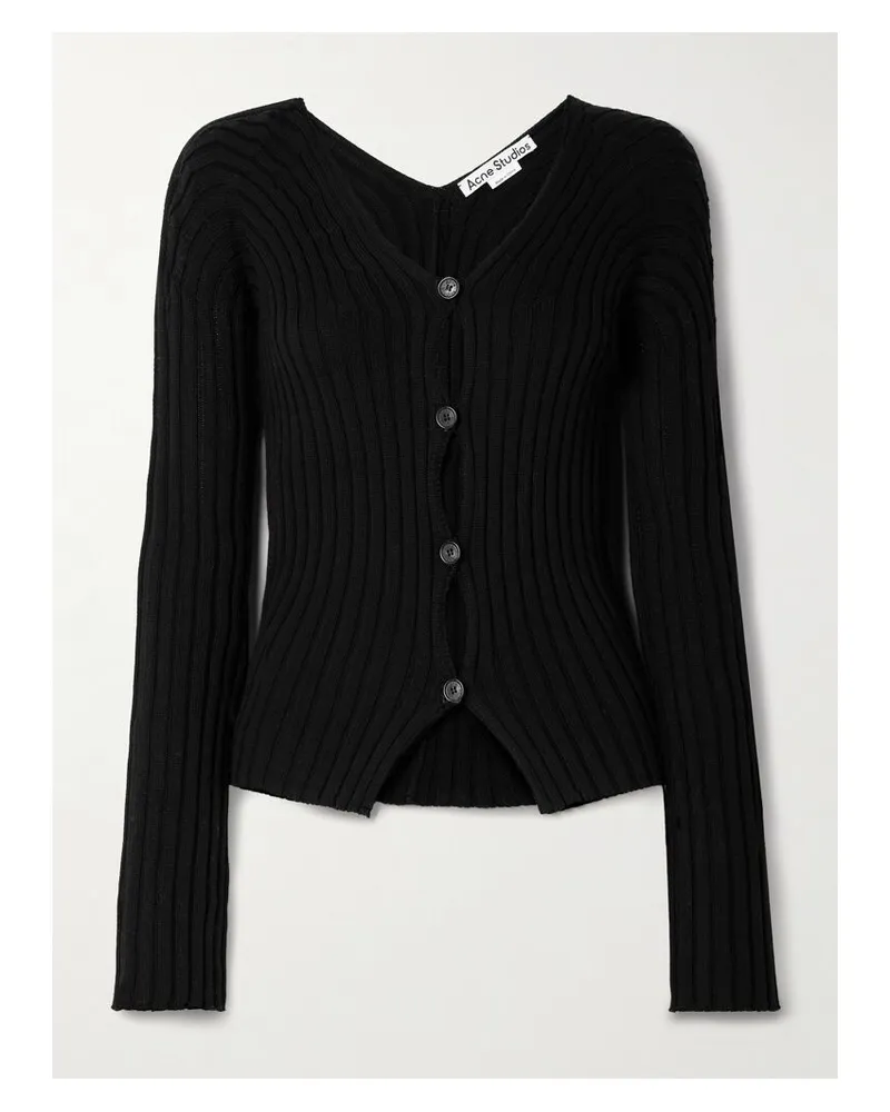 Acne Studios Cardigan Aus Gerippter Baumwolle - Schwarz Schwarz