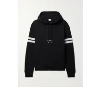Hoodie Aus Baumwoll-jersey Mit Stickerei Und Streifen - Schwarz