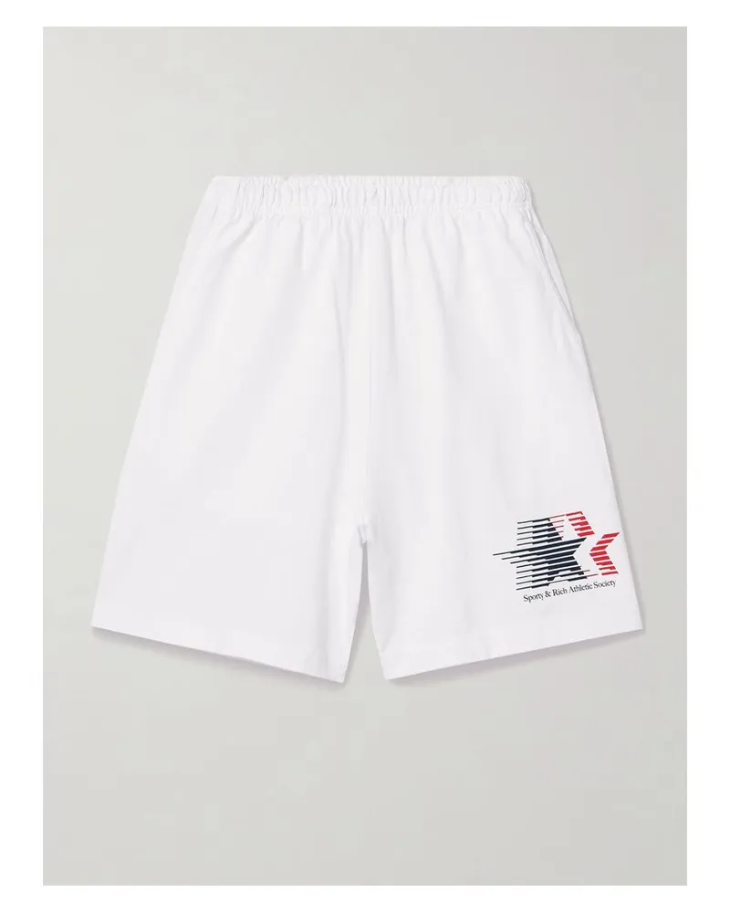 SPORTY & RICH Adidas Originals Shorts Aus Baumwoll-jersey Mit Print - Weiß Weiß